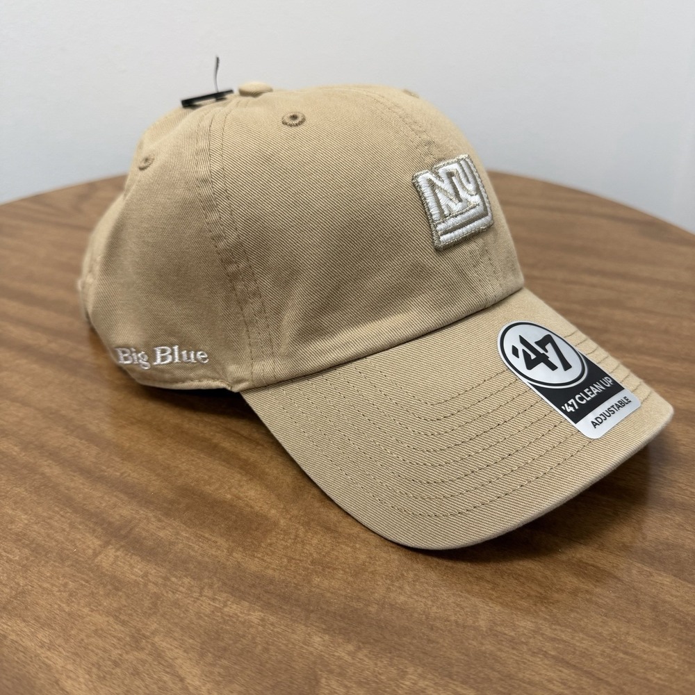 '47 New York Giants Micro patch Big Blue Khaki Clean Up Strapback‎ Hat Cap NFL
